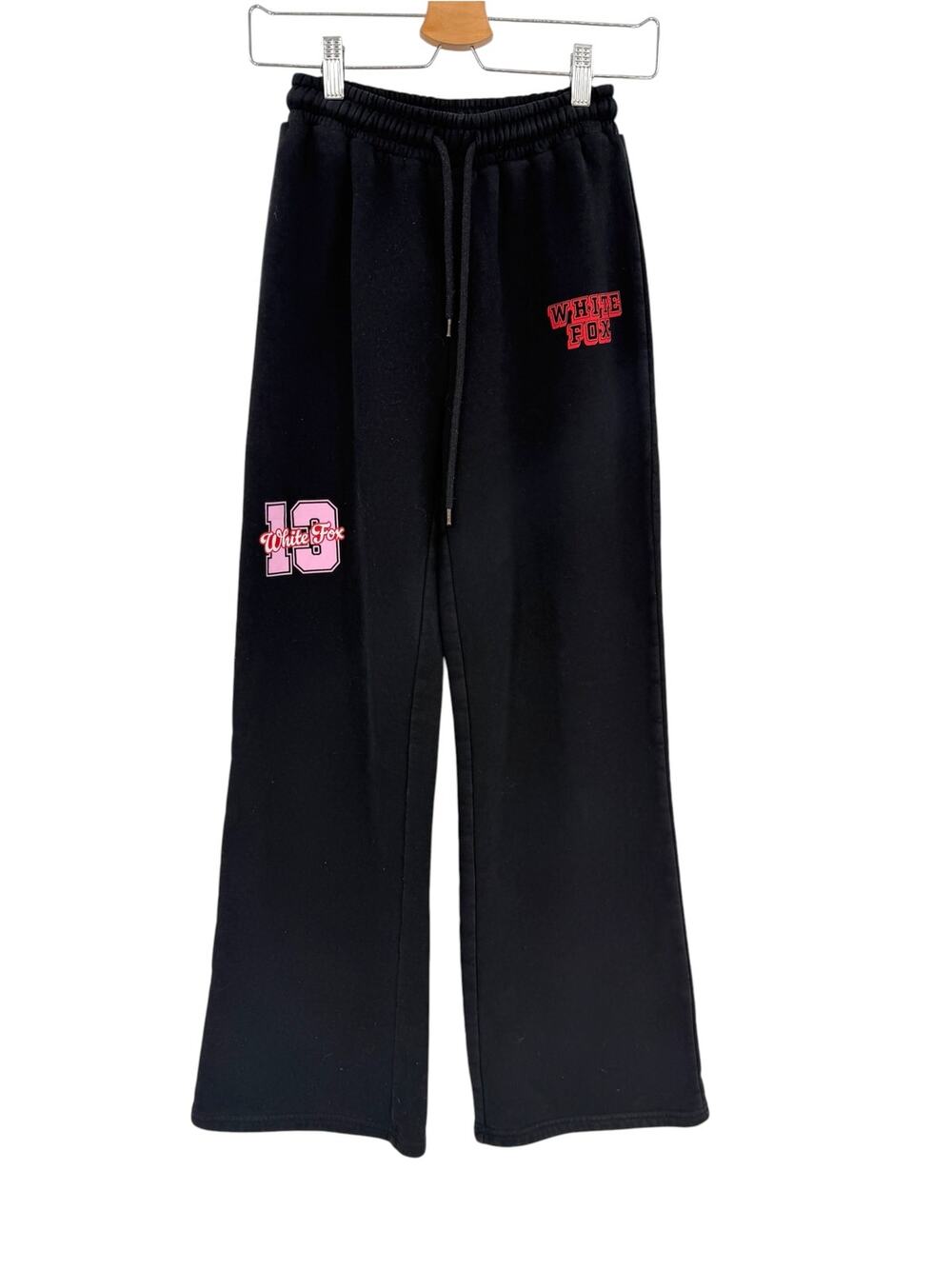 White Fox Boutique Lucky 13 Graphic Wide Leg Sweatpants Black Pink Size XS